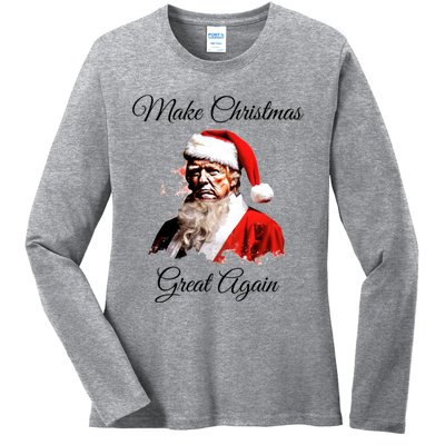 Donald Trump Make Christmas Great Again Christmas Festive Holiday Ladies Long Sleeve Shirt