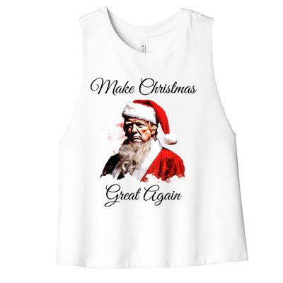 Donald Trump Make Christmas Great Again Christmas Festive Holiday Women's Racerback Cropped Tank