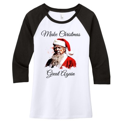 Donald Trump Make Christmas Great Again Christmas Festive Holiday Women's Tri-Blend 3/4-Sleeve Raglan Shirt