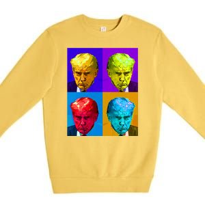 Donald Trump Mug Shot Colorful Pop Art Premium Crewneck Sweatshirt