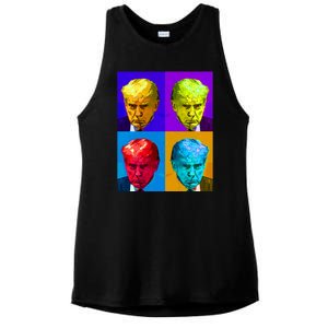 Donald Trump Mug Shot Colorful Pop Art Ladies PosiCharge Tri-Blend Wicking Tank