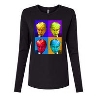 Donald Trump Mug Shot Colorful Pop Art Womens Cotton Relaxed Long Sleeve T-Shirt