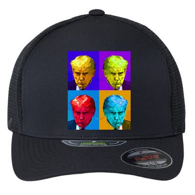 Donald Trump Mug Shot Colorful Pop Art Flexfit Unipanel Trucker Cap