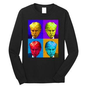 Donald Trump Mug Shot Colorful Pop Art Long Sleeve Shirt