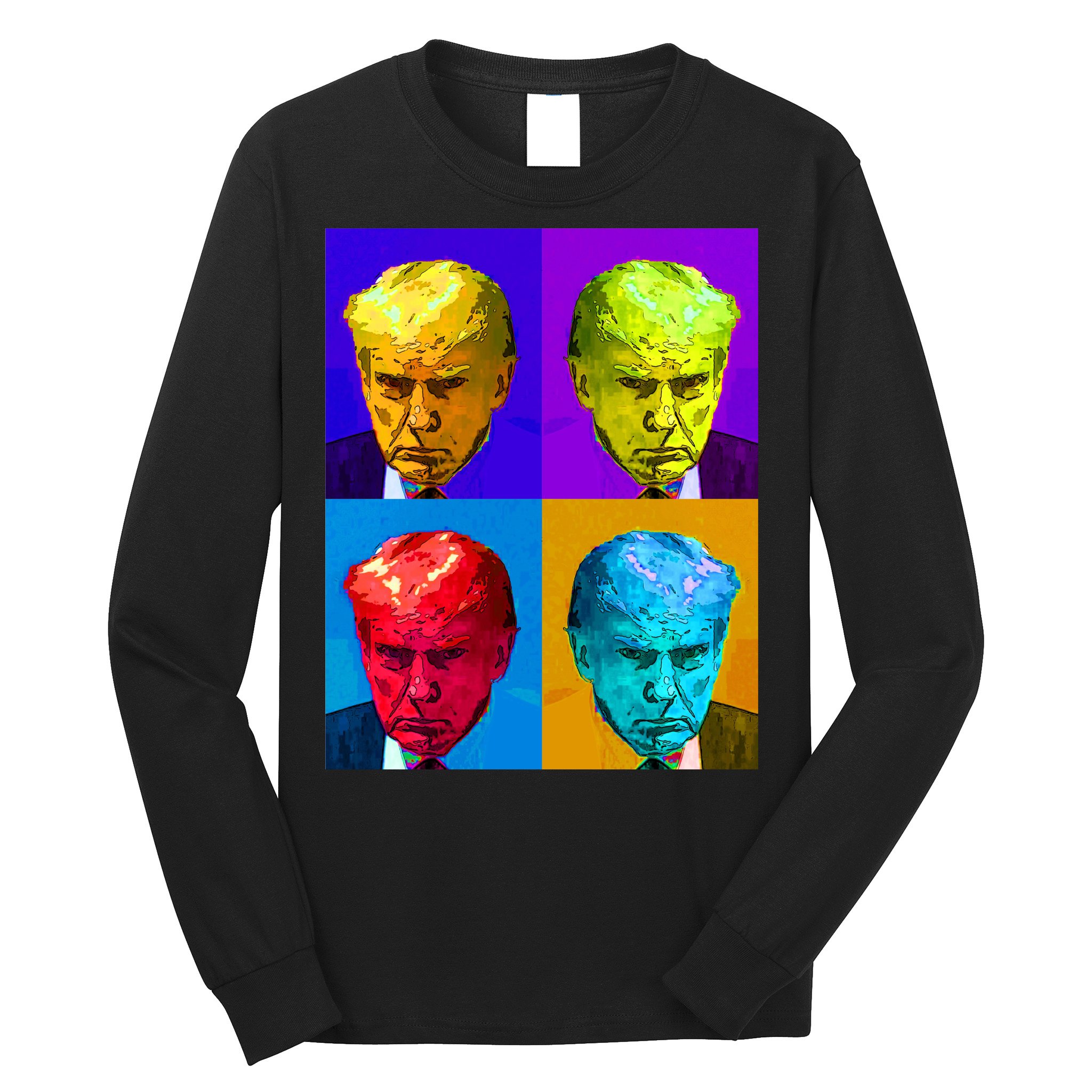 Donald Trump Mug Shot Colorful Pop Art Long Sleeve Shirt