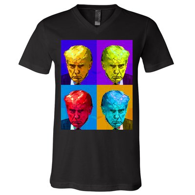 Donald Trump Mug Shot Colorful Pop Art V-Neck T-Shirt