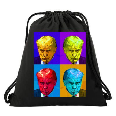 Donald Trump Mug Shot Colorful Pop Art Drawstring Bag
