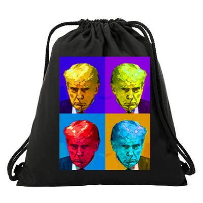 Donald Trump Mug Shot Colorful Pop Art Drawstring Bag