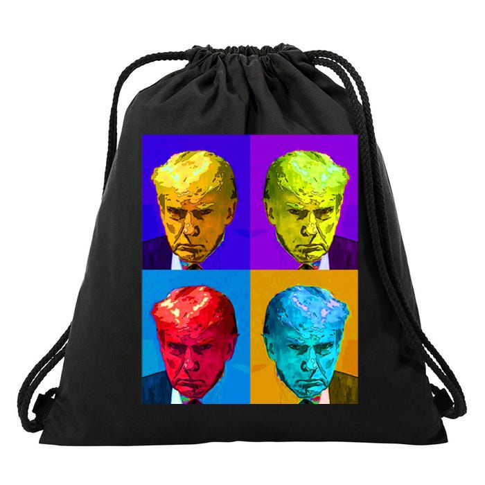 Donald Trump Mug Shot Colorful Pop Art Drawstring Bag