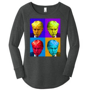 Donald Trump Mug Shot Colorful Pop Art Women's Perfect Tri Tunic Long Sleeve Shirt