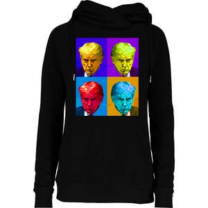 Donald Trump Mug Shot Colorful Pop Art Womens Funnel Neck Pullover Hood