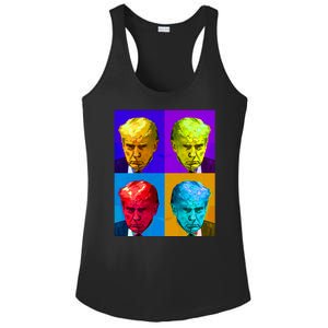 Donald Trump Mug Shot Colorful Pop Art Ladies PosiCharge Competitor Racerback Tank