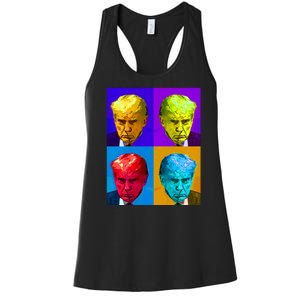 Donald Trump Mug Shot Colorful Pop Art Women's Racerback Tank