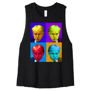 Donald Trump Mug Shot Colorful Pop Art Women's Racerback Cropped Tank