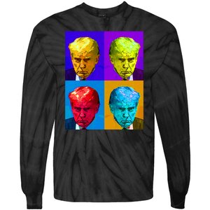 Donald Trump Mug Shot Colorful Pop Art Tie-Dye Long Sleeve Shirt