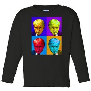 Donald Trump Mug Shot Colorful Pop Art Toddler Long Sleeve Shirt