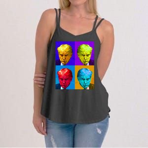 Donald Trump Mug Shot Colorful Pop Art Women's Strappy Tank