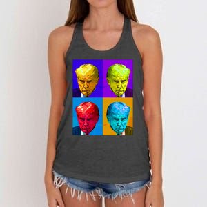 Donald Trump Mug Shot Colorful Pop Art Women's Knotted Racerback Tank