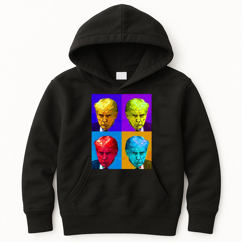 Donald Trump Mug Shot Colorful Pop Art Kids Hoodie