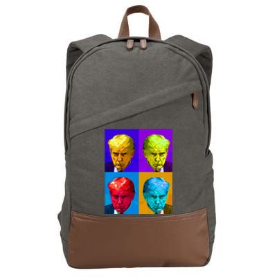 Donald Trump Mug Shot Colorful Pop Art Cotton Canvas Backpack