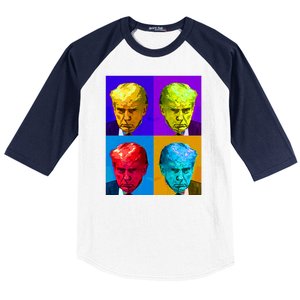 Donald Trump Mug Shot Colorful Pop Art Baseball Sleeve Shirt