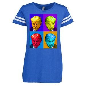 Donald Trump Mug Shot Colorful Pop Art Enza Ladies Jersey Football T-Shirt