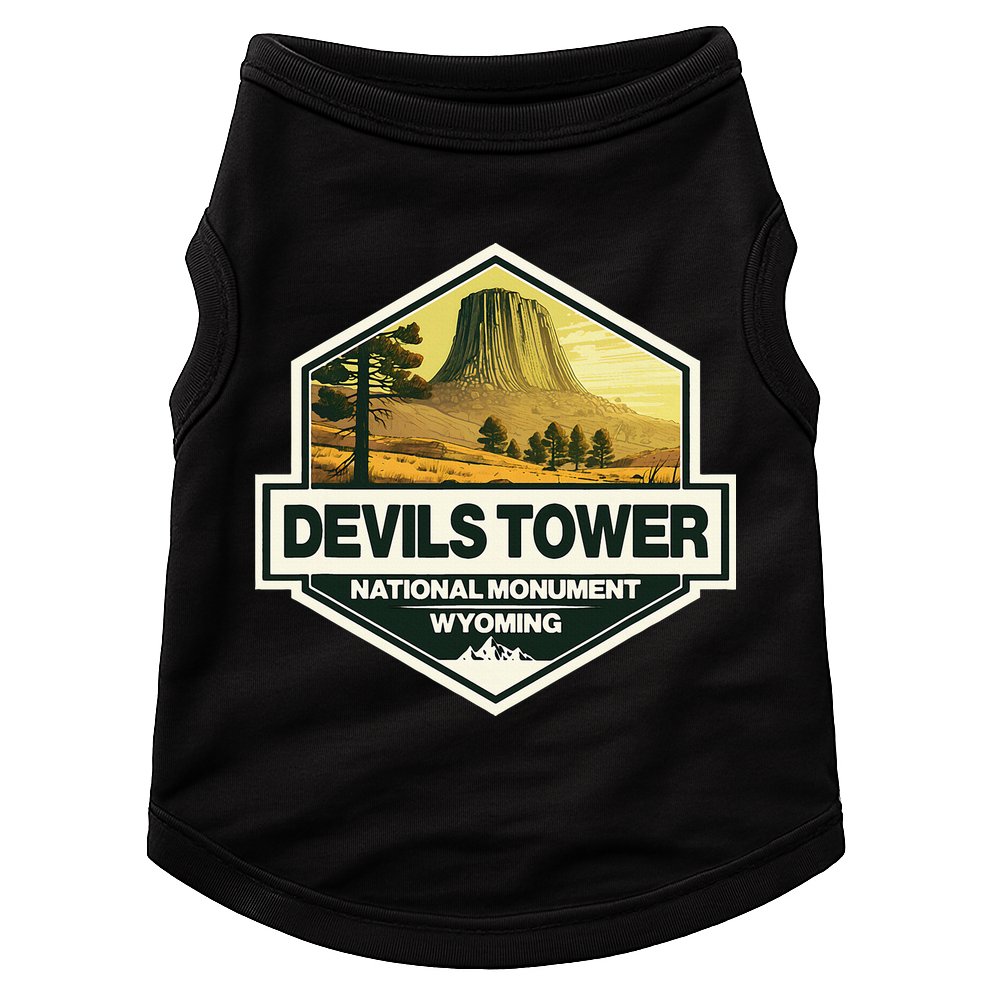 Devils Tower National Monument Wyoming Travel Art Badge Doggie Tank