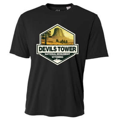 Devils Tower National Monument Wyoming Travel Art Badge Cooling Performance Crew T-Shirt