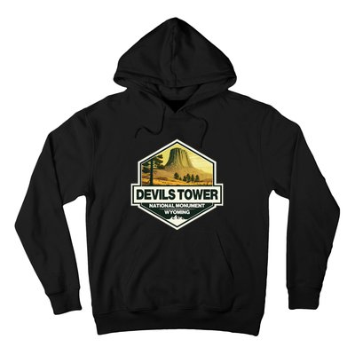 Devils Tower National Monument Wyoming Travel Art Badge Hoodie