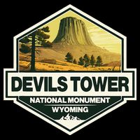 Devils Tower National Monument Wyoming Travel Art Badge T-Shirt