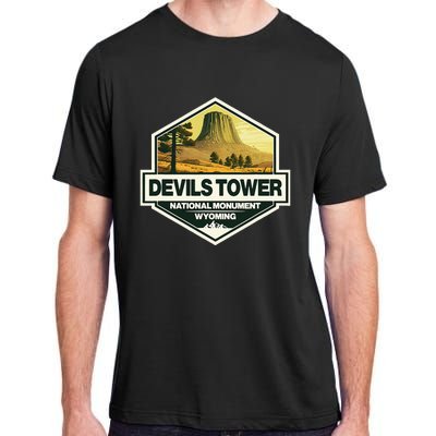 Devils Tower National Monument Wyoming Travel Art Badge Adult ChromaSoft Performance T-Shirt