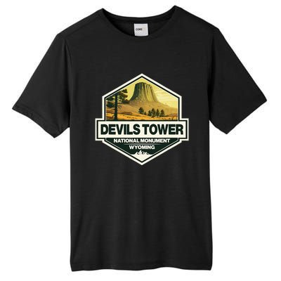 Devils Tower National Monument Wyoming Travel Art Badge Tall Fusion ChromaSoft Performance T-Shirt