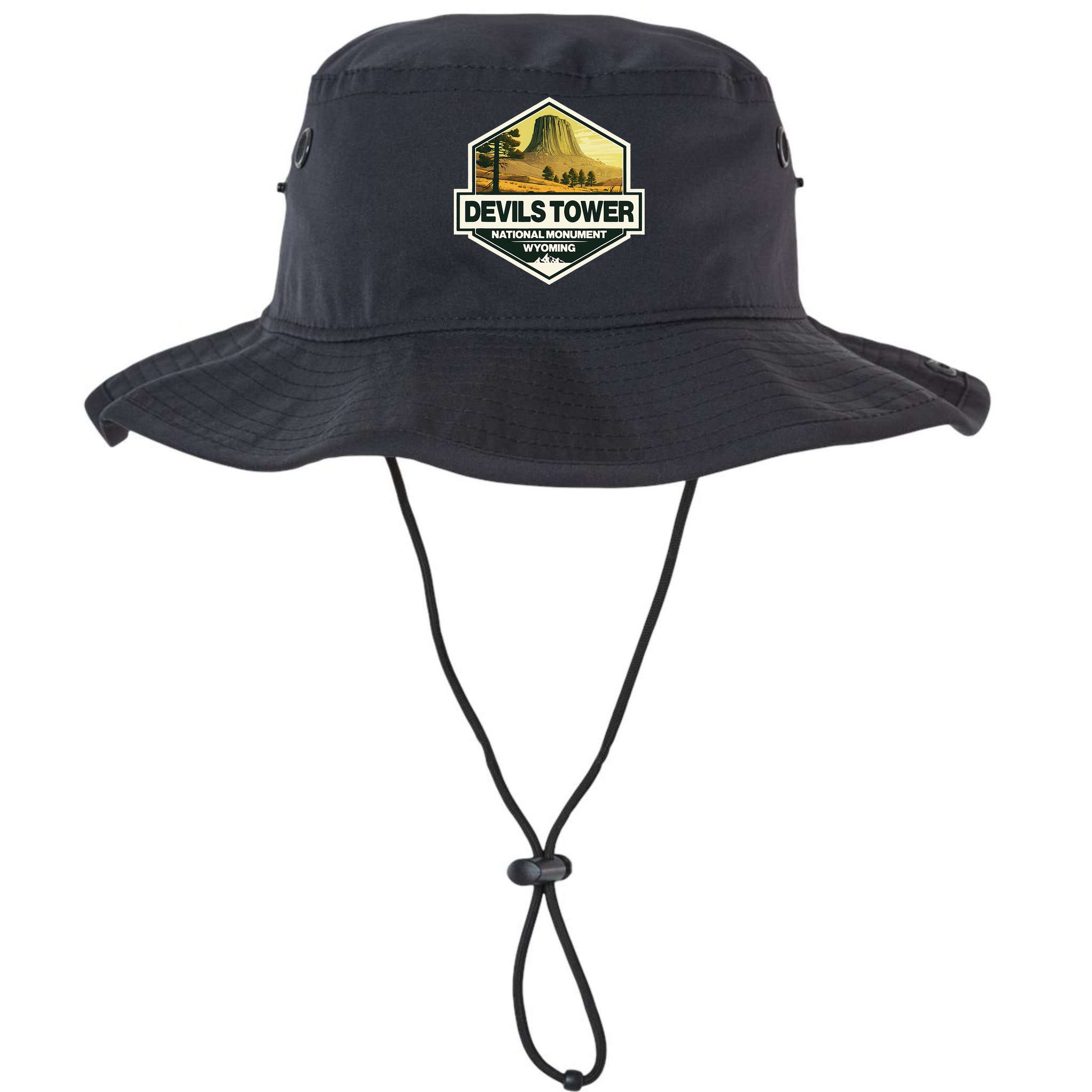 Devils Tower National Monument Wyoming Travel Art Badge Bucket Hat