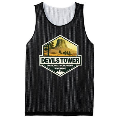 Devils Tower National Monument Wyoming Travel Art Badge Mesh Reversible Basketball Jersey Tank