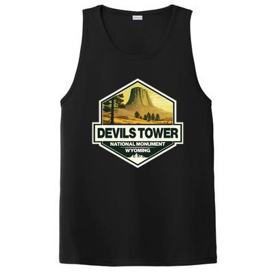 Devils Tower National Monument Wyoming Travel Art Badge PosiCharge Competitor Tank