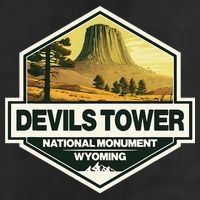 Devils Tower National Monument Wyoming Travel Art Badge Hat