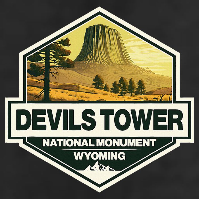 Devils Tower National Monument Wyoming Travel Art Badge Hat