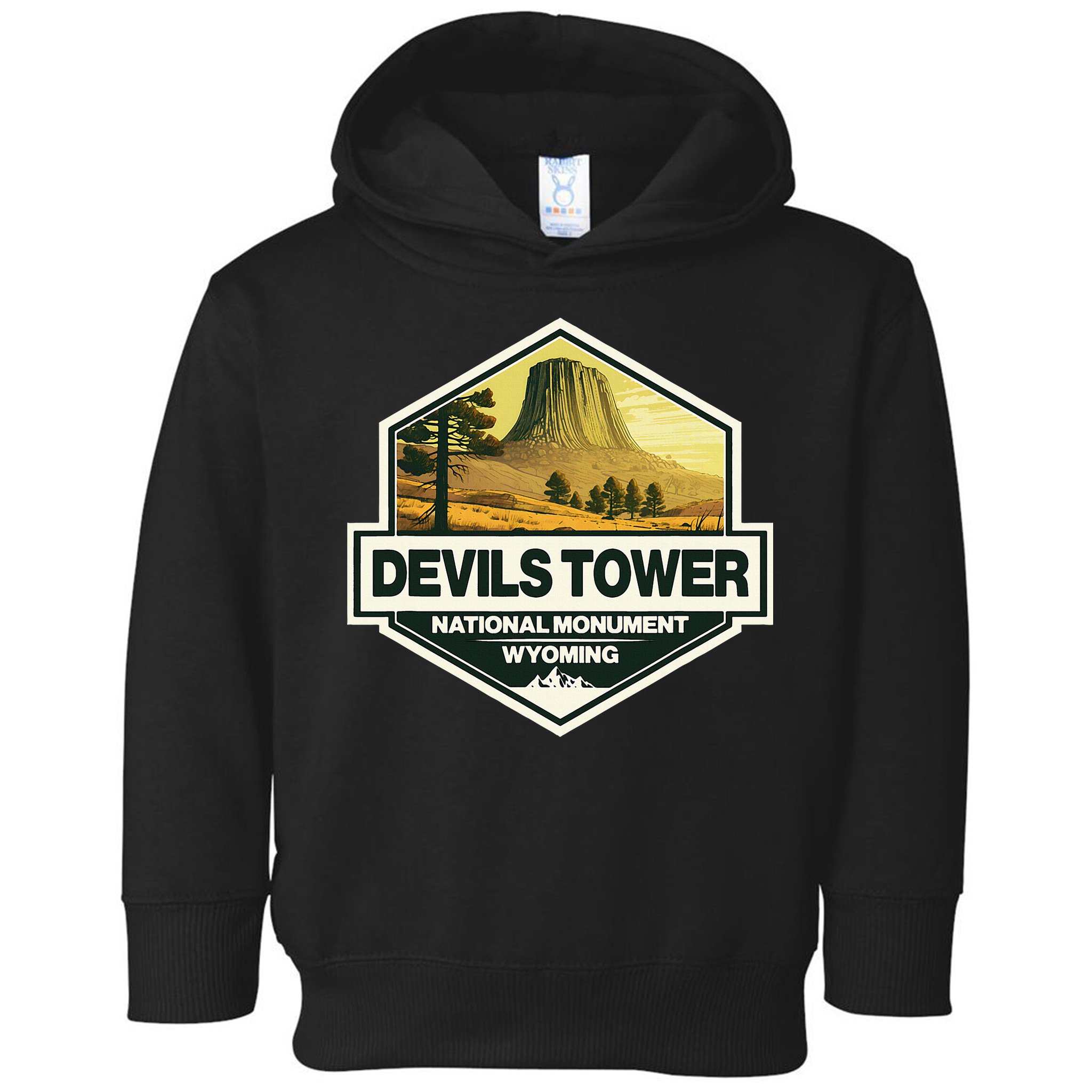 Devils Tower National Monument Wyoming Travel Art Badge Toddler Hoodie