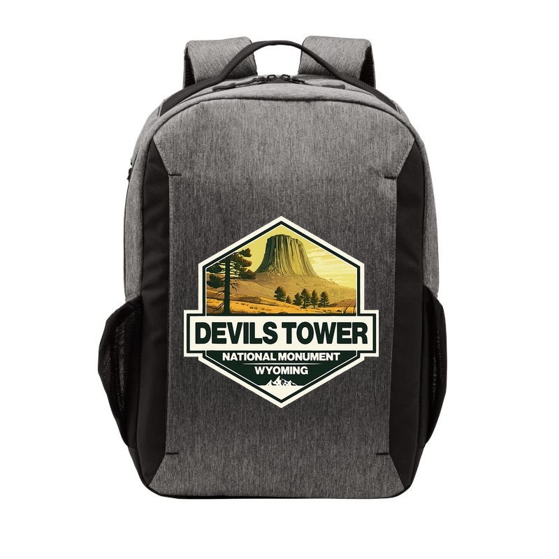 Devils Tower National Monument Wyoming Travel Art Badge Vector Backpack