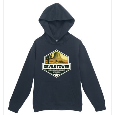 Devils Tower National Monument Wyoming Travel Art Badge Urban Pullover Hoodie