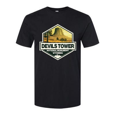 Devils Tower National Monument Wyoming Travel Art Badge Softstyle® CVC T-Shirt