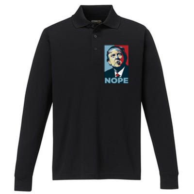 Donald Trump Nope Anti Trump 2024 Performance Long Sleeve Polo