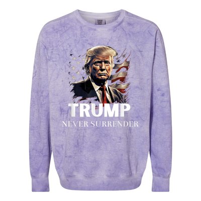 Donald Trump Never Surrender August 24 2024 Colorblast Crewneck Sweatshirt