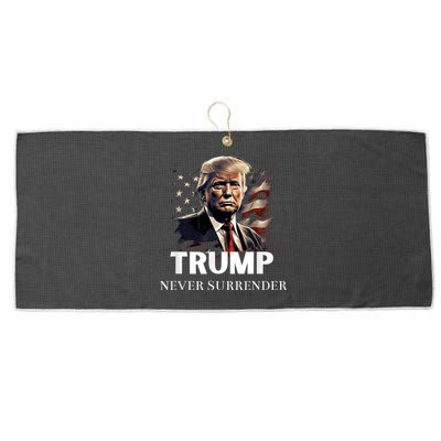 Donald Trump Never Surrender August 24 2024 Large Microfiber Waffle Golf Towel