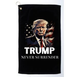 Donald Trump Never Surrender August 24 2024 Platinum Collection Golf Towel