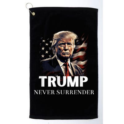 Donald Trump Never Surrender August 24 2024 Platinum Collection Golf Towel