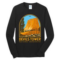 Devils Tower National Monument Wyoming Emblem Vintage Tall Long Sleeve T-Shirt