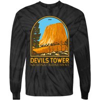 Devils Tower National Monument Wyoming Emblem Vintage Tie-Dye Long Sleeve Shirt