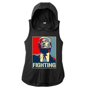 Donald Trump Never Stop Fighting To Save America Ladies PosiCharge Tri-Blend Wicking Draft Hoodie Tank