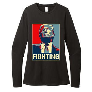 Donald Trump Never Stop Fighting To Save America Womens CVC Long Sleeve Shirt